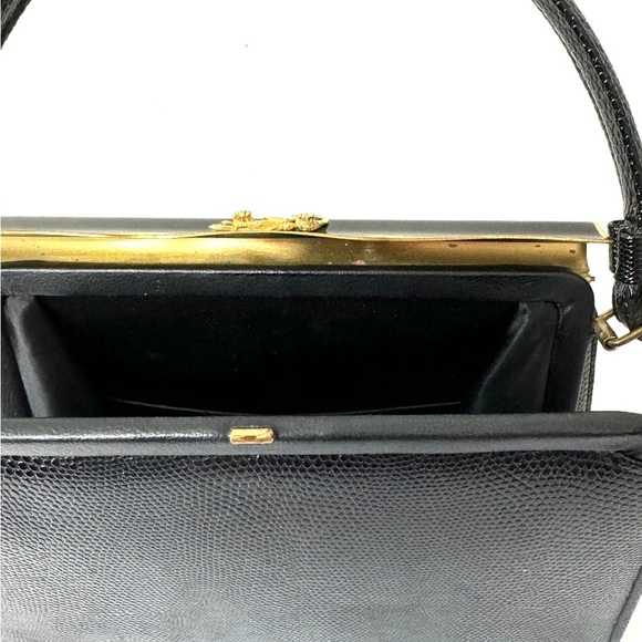Vintage black 50s after five lizard embossed bag - Picture 3 of 7